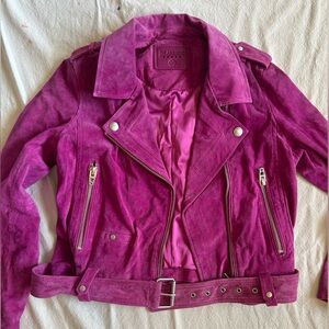 Blank NYC Fuchsia Pink Belt Suede Jacket